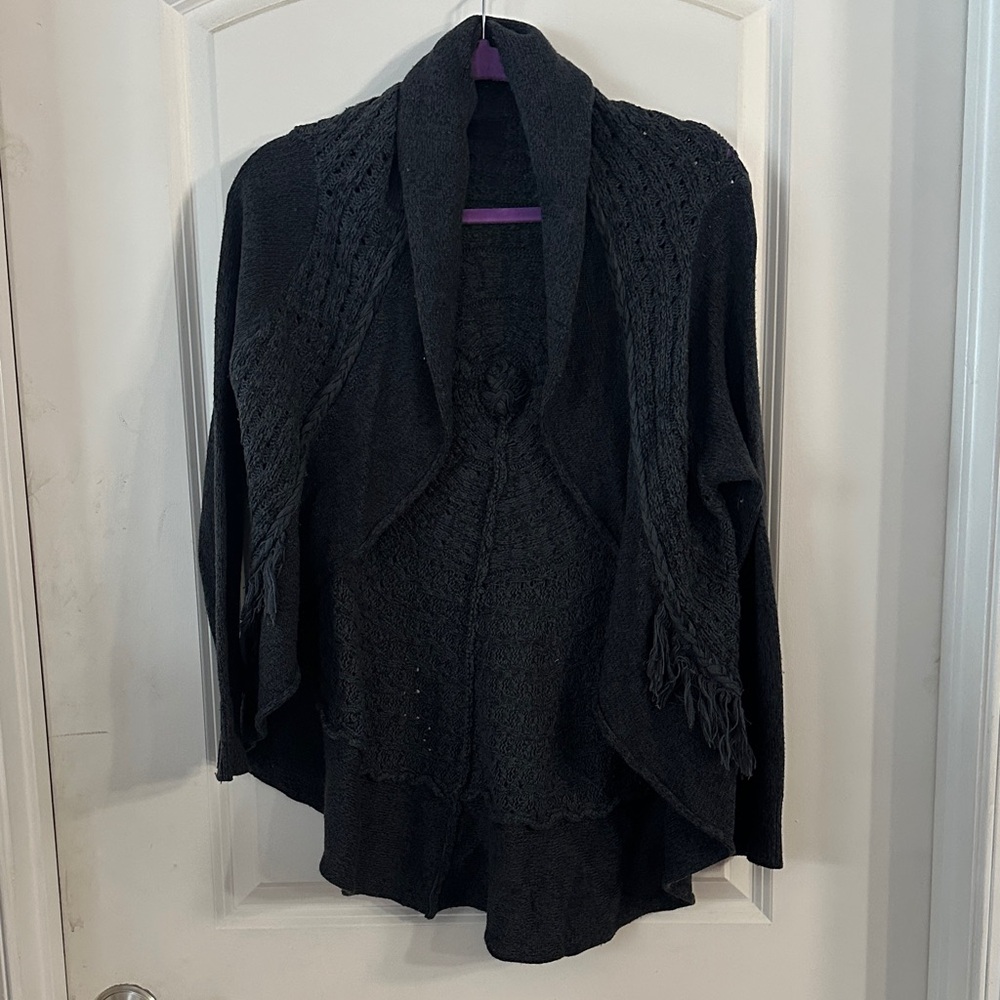 NEW Anthropologie x Knotted and Knotted Dark Grey Knit Sweater Size M